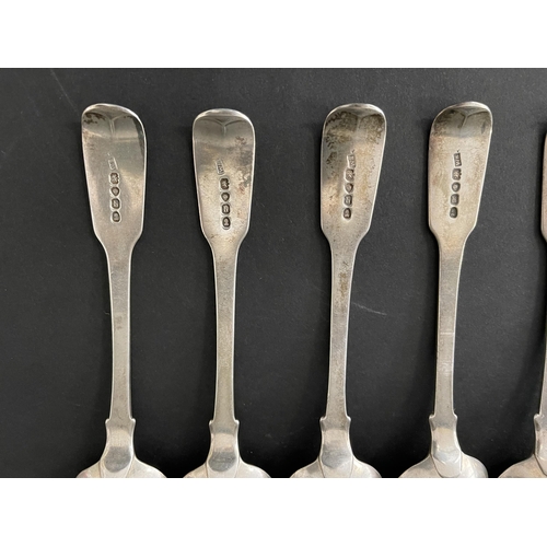 142 - Set of six antique Georgian hallmarked sterling silver spoons, London 1823-24, maker WS, approx 288 ... 