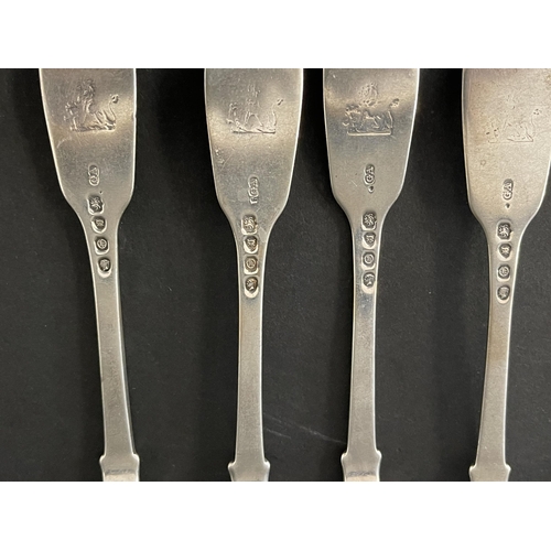 143 - Set of six antique Victorian hallmarked sterling silver forks, London 1849-50, George Adams, approx ... 
