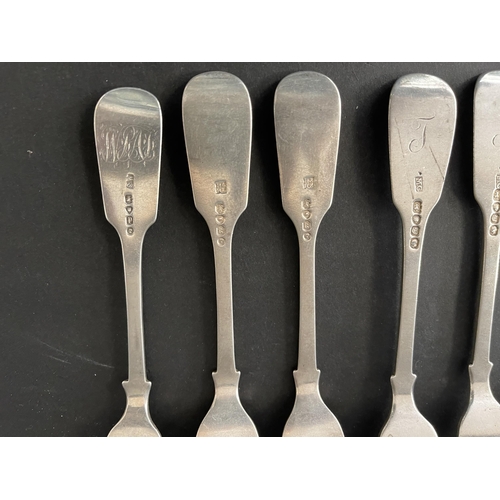 147 - Set of six antique Victorian hallmarked sterling silver forks, mostly London, various makers, approx... 