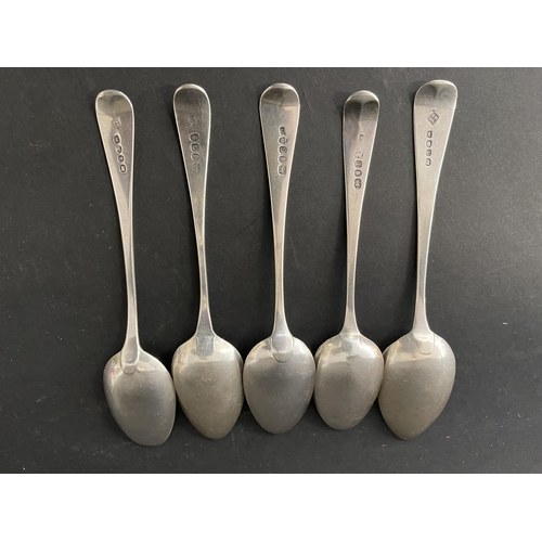 152 - Five antique English Georgian sterling silver spoons, various makers and dates, approx weight? (5)