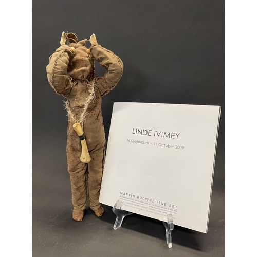 37 - Linde Ivimey (1965-.) Australia - chicken bone and cotton fibre figure, together with a Martin Brown... 