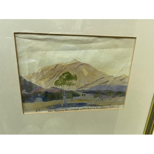 67 - Peter Boosfield (Working 1930s) Australia, two open air watercolours, titles unclear, Sunset on Mt B... 