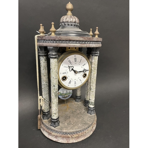 195 - Antique style dome clock, approx 40cm H