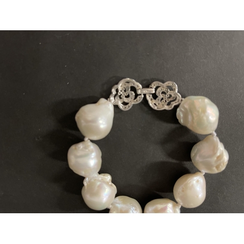 201 - Baroque French water pearl bracelet with silver clasp