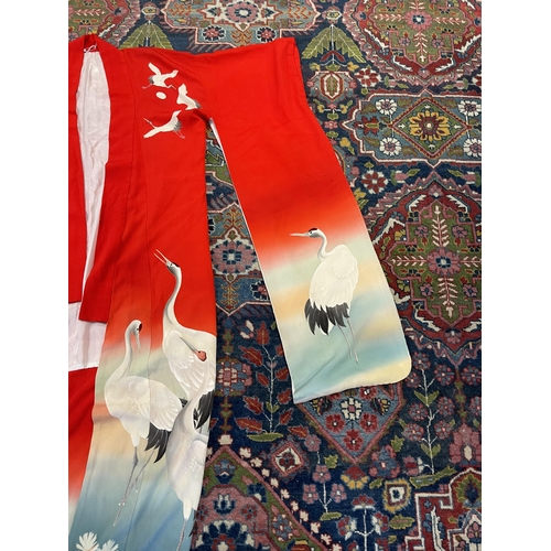 204 - Japanese Kimono with red head storks