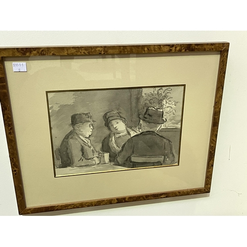 207 - Edward Ardizzone (1900-1979) Two elderly men and an elderly lady seated in conversation, signed and ... 