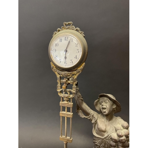 212 - Antique Onion Boy seller mystery swing clock, approx 40 cm high