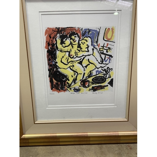 250 - Wendy Sharpe (1960-.) Australia, coloured screen print, edition 48/50, with two men, approx 27 cm x ... 