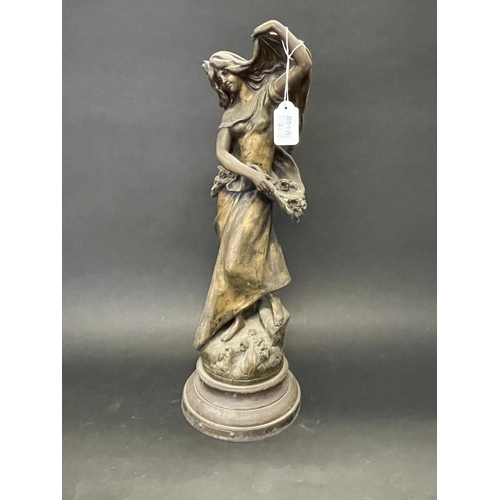 263 - Antique French spelter figure, Reveil De La Nature after Moreau, approx 47 cm high