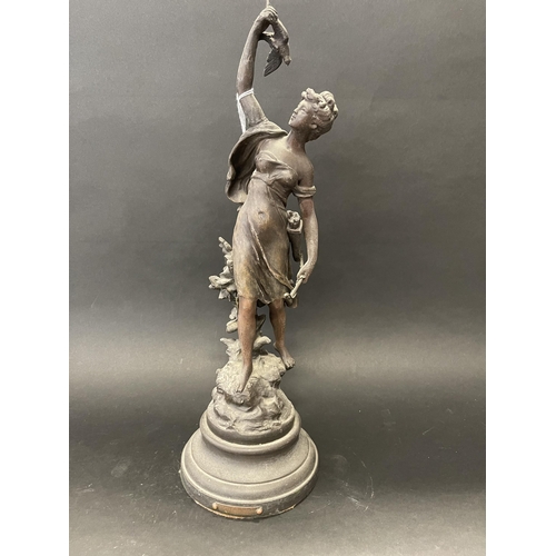 264 - Antique French bronzed spelter, figure titled 