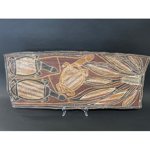 42 - Bob Berarangu (Australian Aboriginal) Turtles, natural earth pigments on bark, titled verso, purchas... 