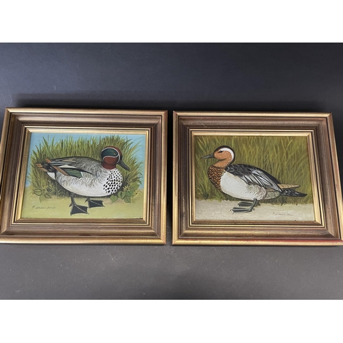 21 - Frances Jones (1923-99) Australia, two ducks, oil on boards, signed lower right and left, each appro... 