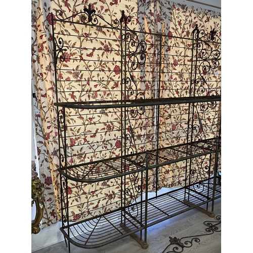 241 - Antique French steel and brass bakers rack signed to base Échalie et Biabaud 9 Rue Libra Paris,'19th... 