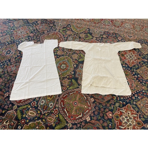 260 - Antique French gents night shirt and a vintage ladies nightie, (no measurements for this lot) (2)