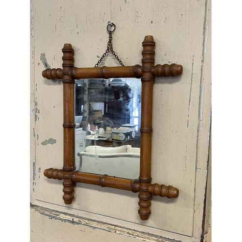 108 - Small antique French faux bamboo mirror, approx 44 cm x 35.5 cm