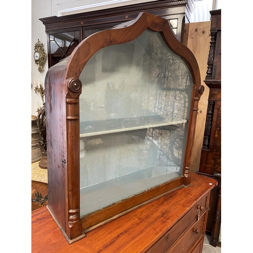 114 - Antique French shaped table top display cabinet, approx 102cm H x 93cm W x 33cm D