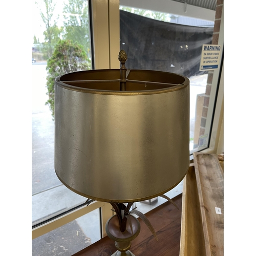 393 - Fine quality brass and silvered metal urn and leaf lamp, approx 80 cm high