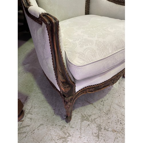 418 - Good quality French Louis XV style highback armchair, approx 103cm H x 73cm W x 73cm