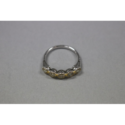 1247 - RETURNED 13/7/24 - Five stone yellow diamond ring set in 18ct white and yellow gold, Brilliant cut d... 