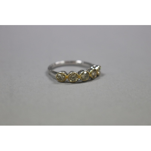 1247 - RETURNED 13/7/24 - Five stone yellow diamond ring set in 18ct white and yellow gold, Brilliant cut d... 