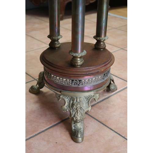 1043 - Vintage French Napoleon III style Guéridon, standing on cast brass feet & tri support columns holdin... 