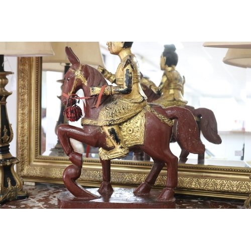 1137 - Large decorative Burmese warrior on horse, approx 32cm L x 16cm W x 55cm H