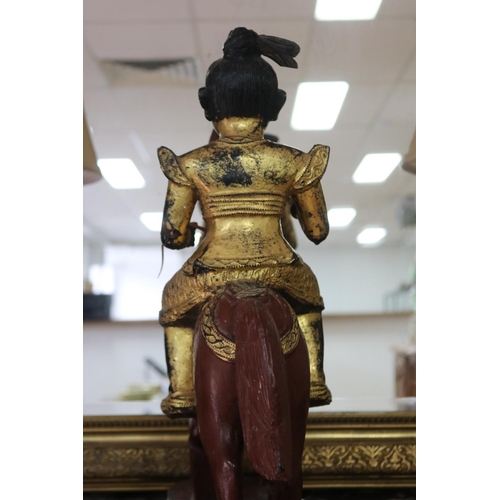 1137 - Large decorative Burmese warrior on horse, approx 32cm L x 16cm W x 55cm H