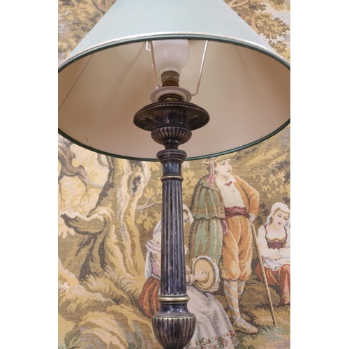 1141 - Antique French church pricket lamp converted for electricity, unknown working condition, approx 65cm... 