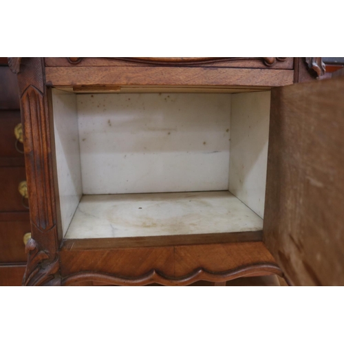 1150 - Antique French Louis XV style marble topped nightstand, with fitted marble interior, approx 40cm L x... 