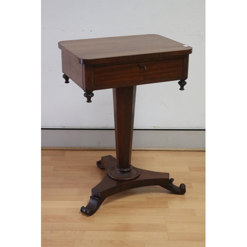 1212 - English William IV style pedestal work table, standing on tri leg support, approx 74cm H x 52.5cm W ... 