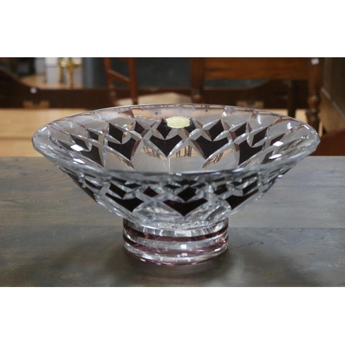 1210 - Belgian Val St Lambert heavy crystal bowl, with original label, approx 16cm H x 37cm dia