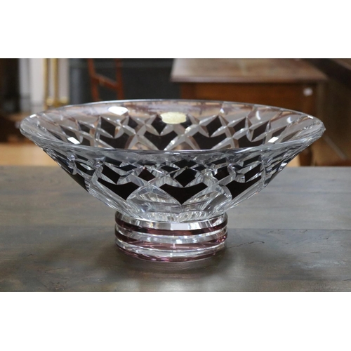 1210 - Belgian Val St Lambert heavy crystal bowl, with original label, approx 16cm H x 37cm dia