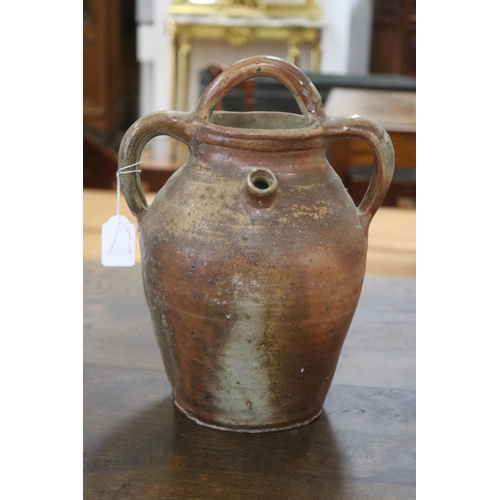 1236 - French stoneware vessel with multiple handles & single spout, approx 31cm H