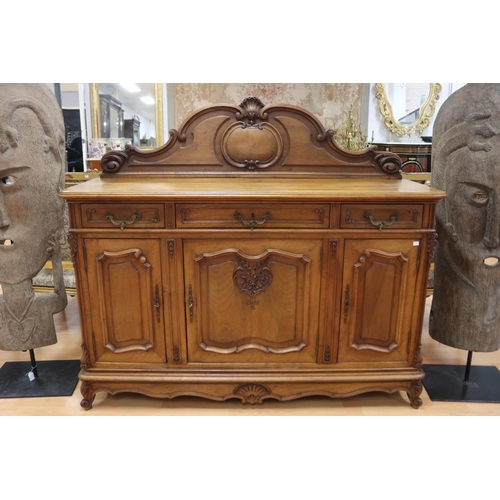 1278 - Vintage French Louis XV style enfilade buffet, with carved backboard, approx 100cm H x 159cm W x 55c... 