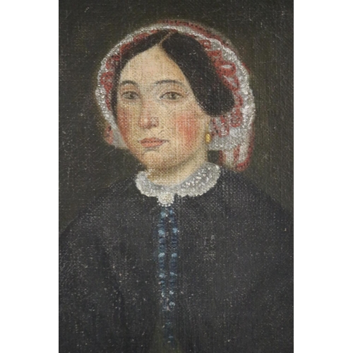 1028 - Antique 19th century French portrait of a female, oil on canvas, gilt frame, approx 36cm x 27cm