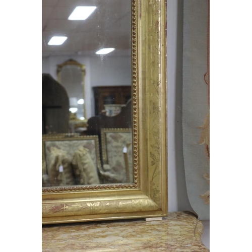 1116 - Antique French Napoleon III gilt salon mirror, with central shell & floral crest, approx 135cm H x 9... 