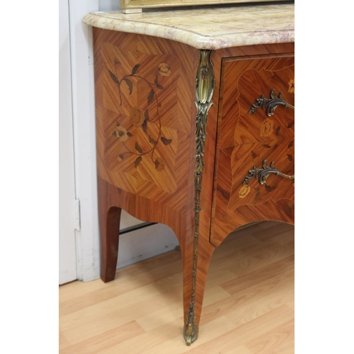 1299 - Vintage French Louis XV style marble topped commode / chest, approx 116cm x 85cm H x 45cm W