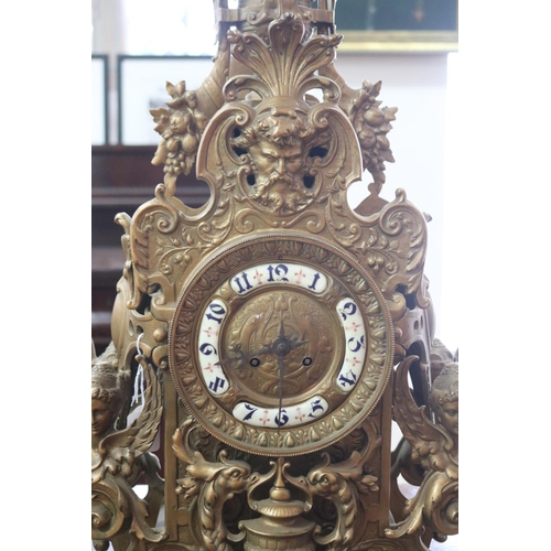 1318 - Impressive large antique French Renaissance revival clock, has key and pendulum (in office C143.278)... 