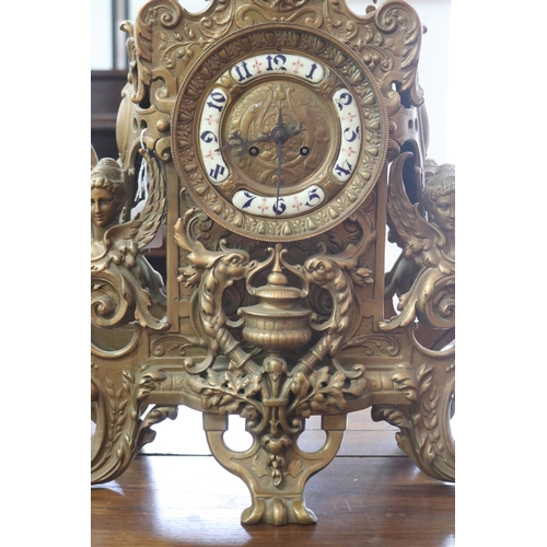 1318 - Impressive large antique French Renaissance revival clock, has key and pendulum (in office C143.278)... 