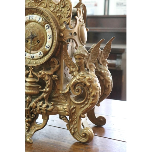 1318 - Impressive large antique French Renaissance revival clock, has key and pendulum (in office C143.278)... 