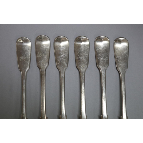 1014 - Set of six antique William IV, hallmarked sterling silver dinner forks, by John Harris V, London 183... 