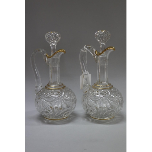 1140 - French Baccarat liquor service on tray, to include cups & two decanters, marked to tray, approx 33cm... 