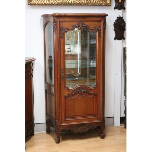 1148 - Vintage French Louis XV style showcase with glass shelves, approx 80cm L x 45cm W x 158cm H