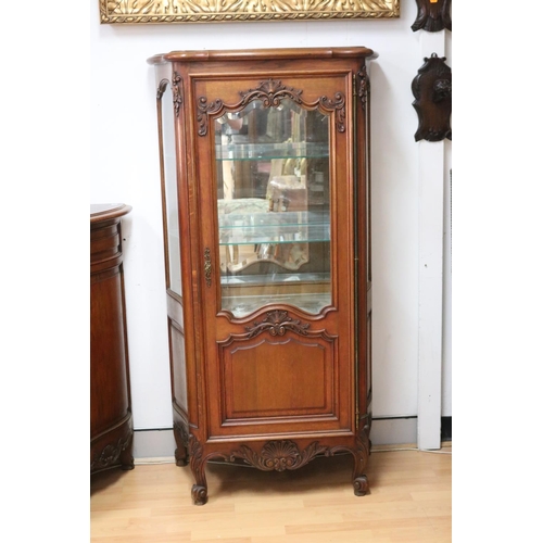 1148 - Vintage French Louis XV style showcase with glass shelves, approx 80cm L x 45cm W x 158cm H