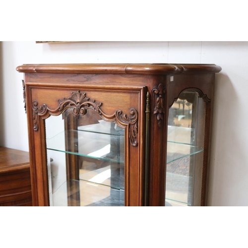 1148 - Vintage French Louis XV style showcase with glass shelves, approx 80cm L x 45cm W x 158cm H