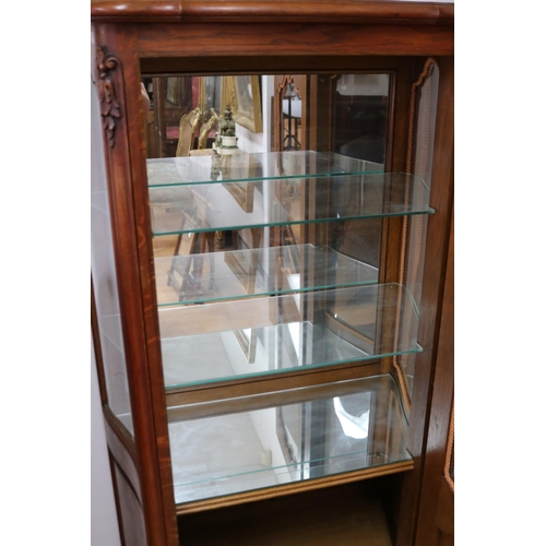 1148 - Vintage French Louis XV style showcase with glass shelves, approx 80cm L x 45cm W x 158cm H