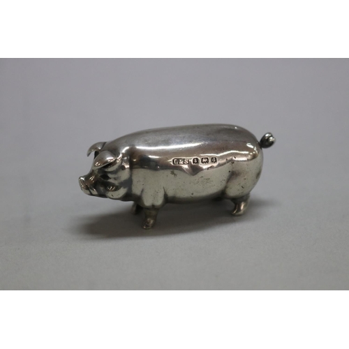 1256 - Small antique sterling silver pig figure, Birmingham 1903-04, Levi and Salaman, approx 10 grams & 2.... 