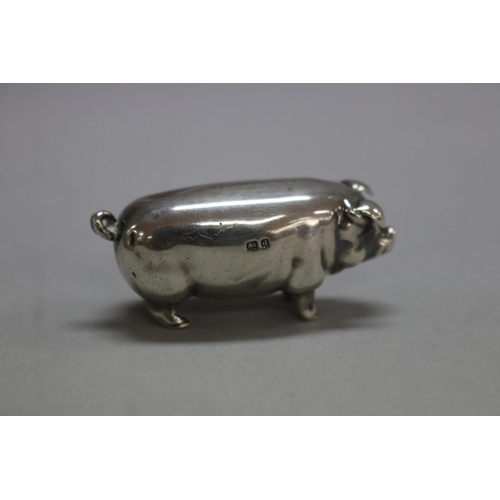 1256 - Small antique sterling silver pig figure, Birmingham 1903-04, Levi and Salaman, approx 10 grams & 2.... 