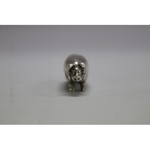 1256 - Small antique sterling silver pig figure, Birmingham 1903-04, Levi and Salaman, approx 10 grams & 2.... 