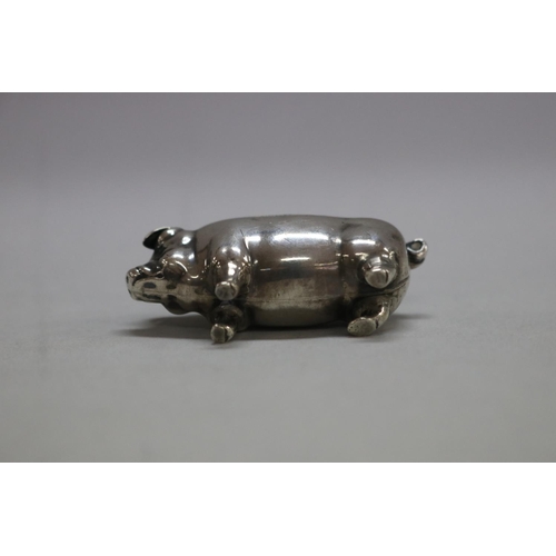 1256 - Small antique sterling silver pig figure, Birmingham 1903-04, Levi and Salaman, approx 10 grams & 2.... 